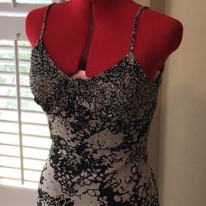 Beaded black and white cocktail dress